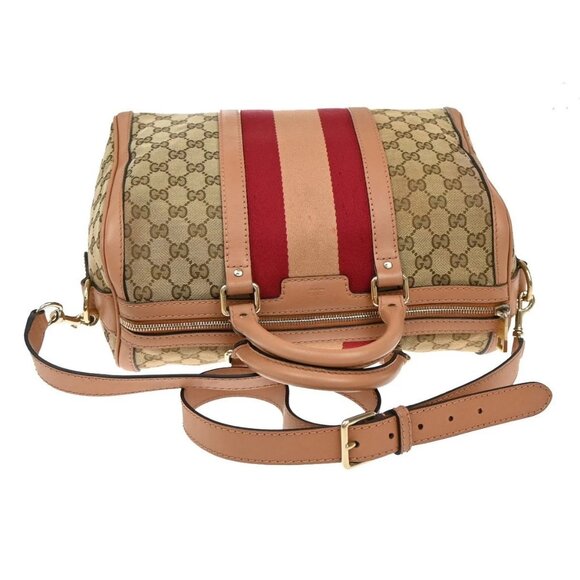 GUCCI Logo GG Pattern 2Way Shoulder Hand Bag Canvas Leather Brown Pink 81EF690 - Picture 5 of 15